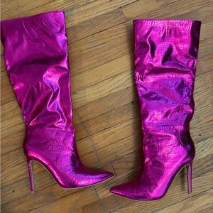 Knee high pink metallic boots! Size 39 NEW
